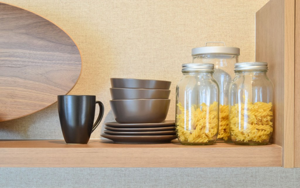 Pantry shelves in kitchen