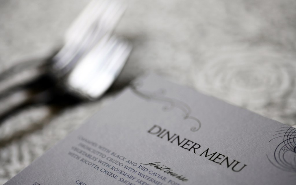 A template of dinner menu