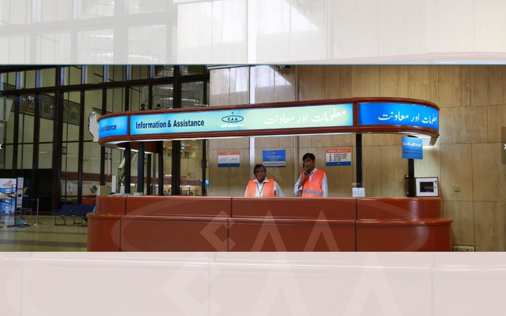 Information desk at Jinnah International Airport