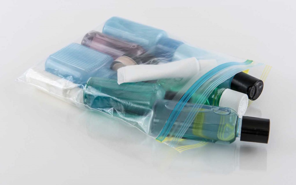 Toiletries in a ziplock bag