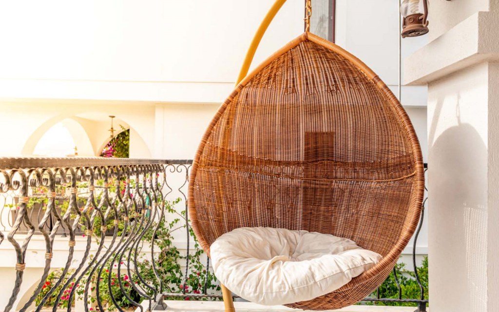 hanging chair on balcony