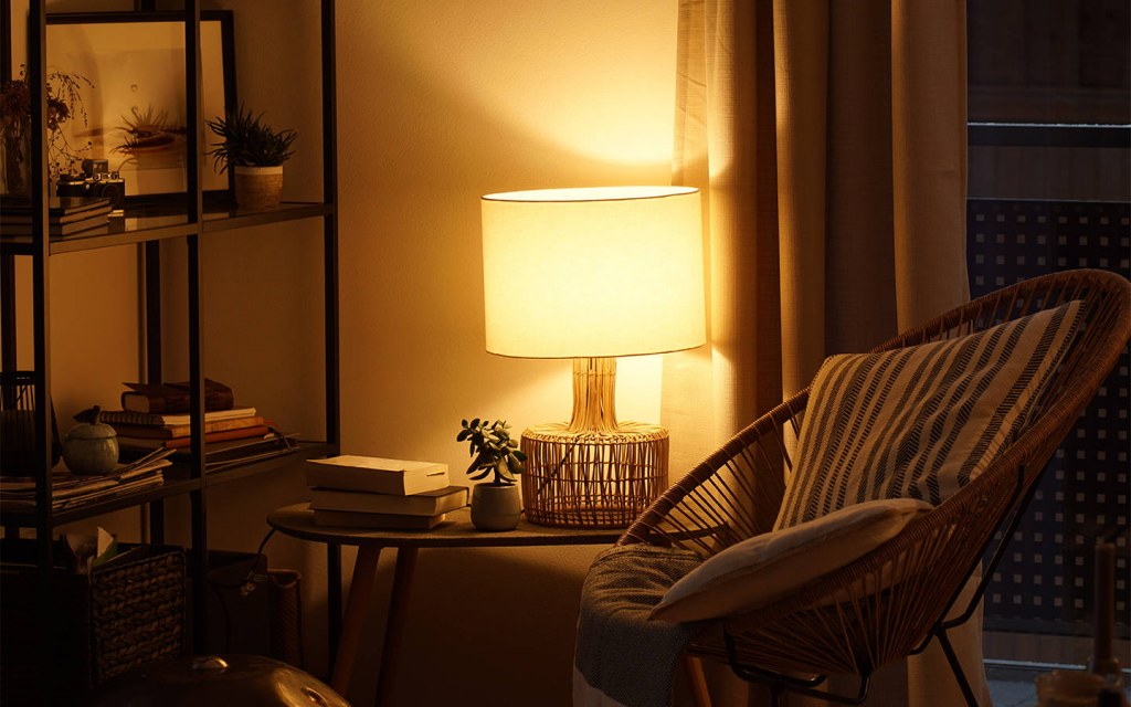 lamp in a reading nook